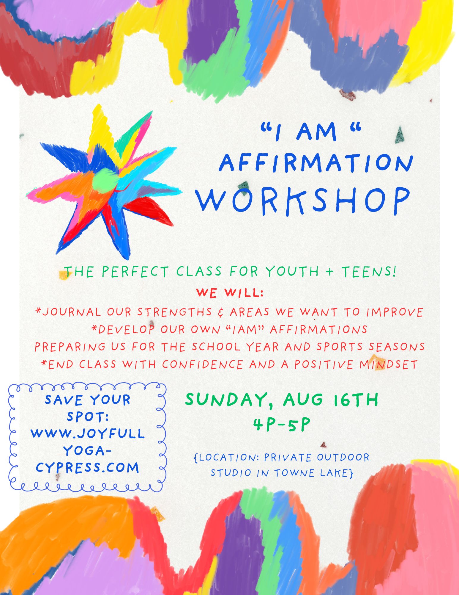 I Am Affirmation Workshop flyer